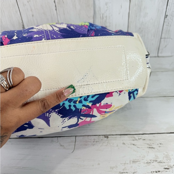 Vintage Y2K Wilsons Leather Patent Multicolored Purse Floral Shoulder Bag - Picture 10 of 16